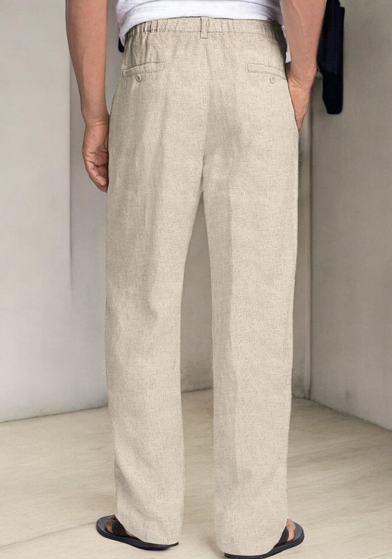 Off White Linen Regular Fit Pant-49384