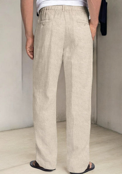 Off White Linen Regular Fit Pant-49384