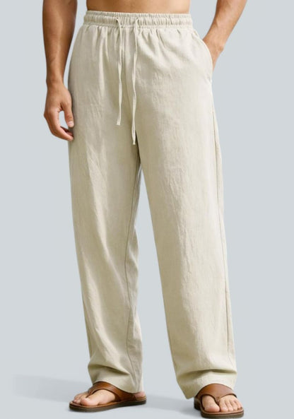 Off White Premium Linen Relaxed Fit Loose Fit Men Pant-50875