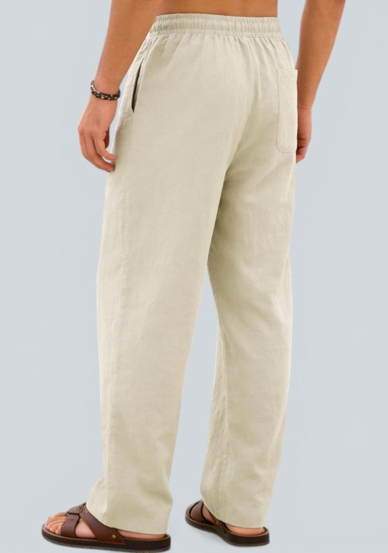 Off White Premium Linen Relaxed Fit Loose Fit Men Pant-50875