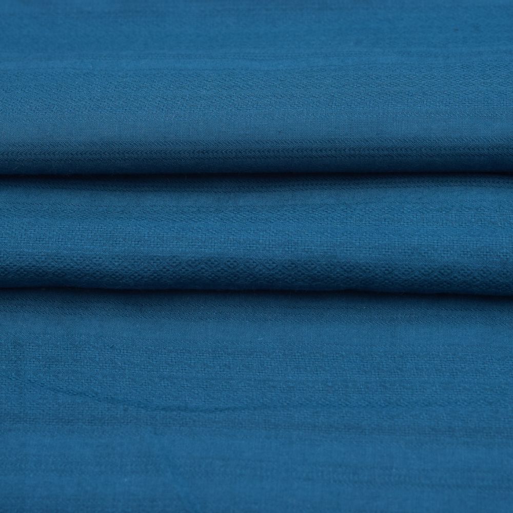 Premium Shirt Fabric(1.6 MTR) Dobby Plain Teal Blue-90544