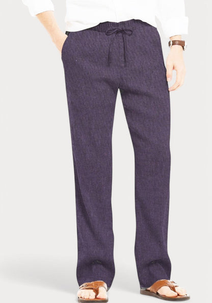 Purple Cotton Linen Loose Fit Men Pant-49510
