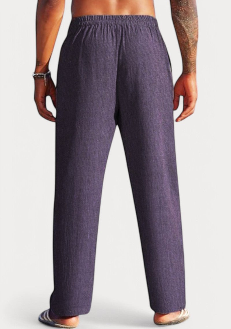 Purple Cotton Linen Loose Fit Men Pant-49510