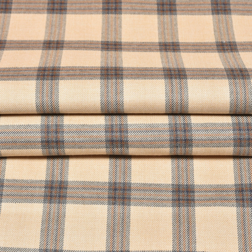 Beige-Brown-Checks-Tweed-Wool-Fabric-90756