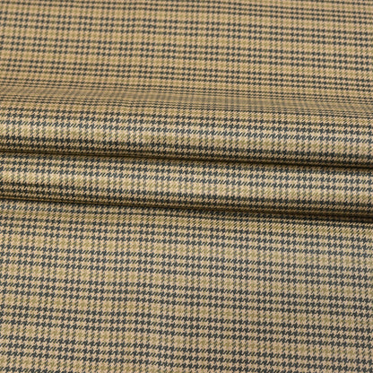 Beige Black Checks (2 Meter) Tweed Wool Fabric-90764