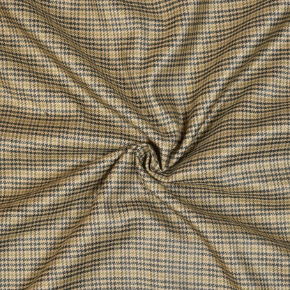Beige Black Checks (2 Meter) Tweed Wool Fabric-90764