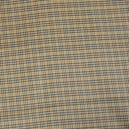 Beige Black Checks (2 Meter) Tweed Wool Fabric-90764