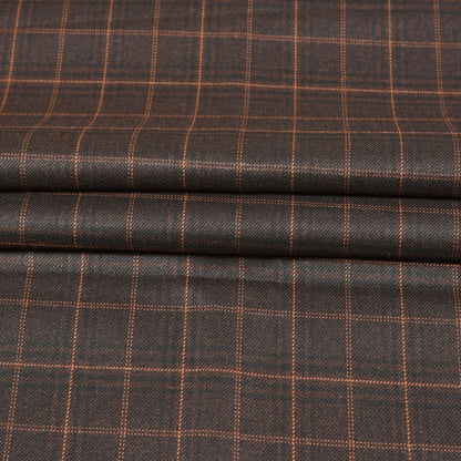Brown-Orange-Checks-Tweed-Wool-Fabric-90776
