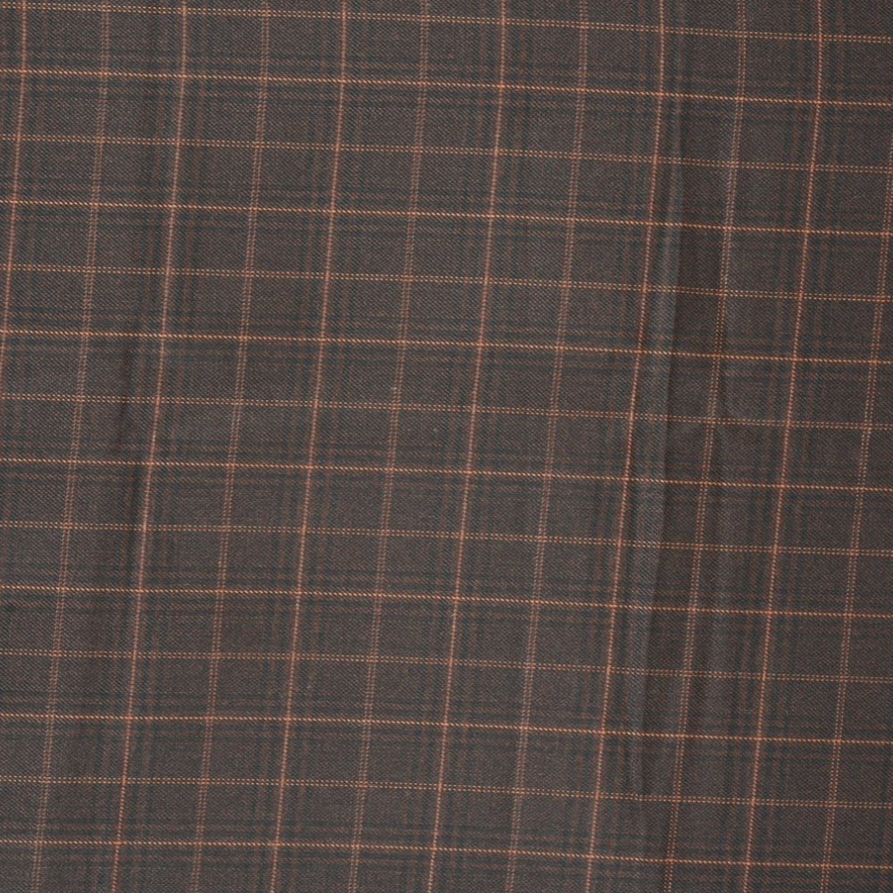 Brown-Orange-Checks-Tweed-Wool-Fabric-90776