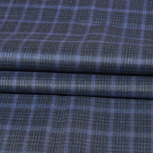 Navy-Blue-Black-Checks-Tweed-Wool-Fabric-90777