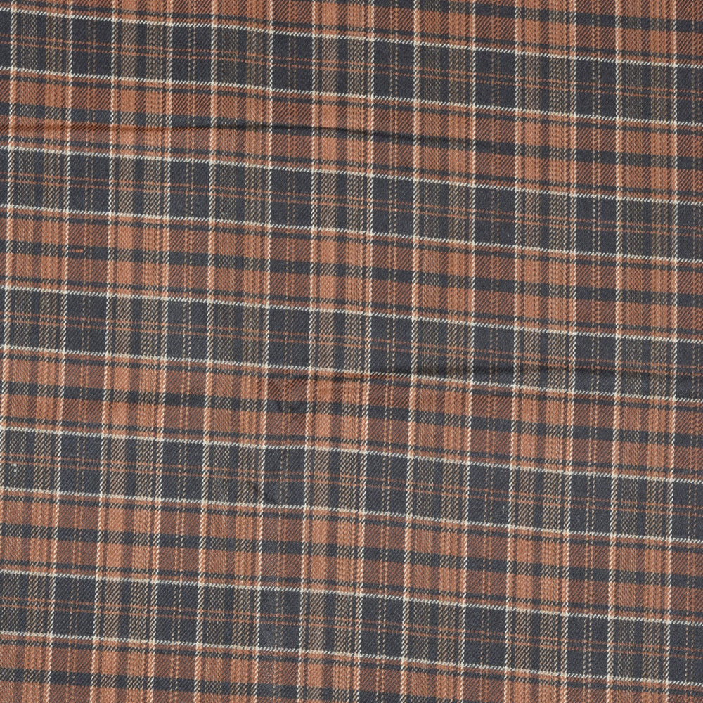 Brown-Black-Checks-Tweed-Wool-Fabric-90778