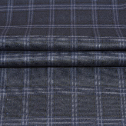 Navy-Blue-Gray-Checks-Tweed-Wool-Fabric-90780