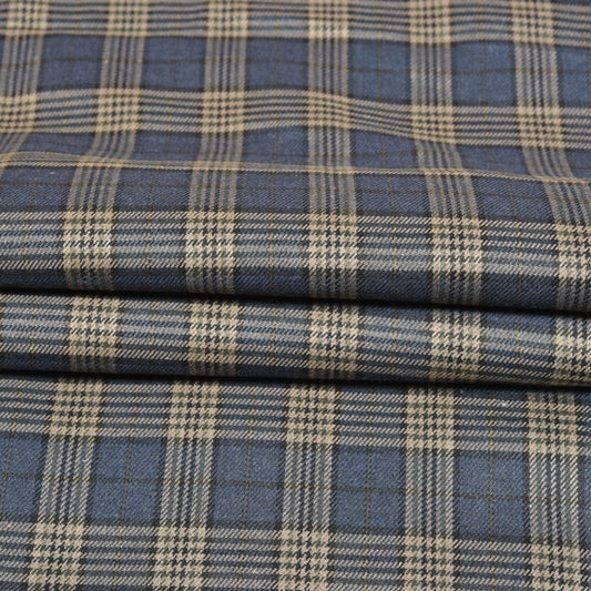 Blue-Beige-Checks-Tweed-Wool-Fabric-90783