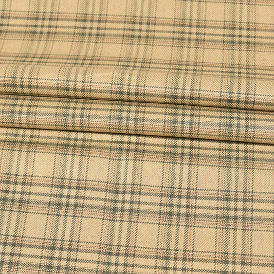 Beige-Green-Checks-Tweed-Wool-Fabric-90785