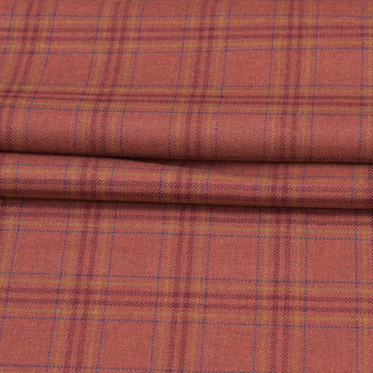 Wool Blazer Fabric (2 Meter)-Red Navy Blue Checks-90658
