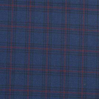 Wool Blazer Fabric (2 Meter)-Royal Blue Red and Black Checks-90641