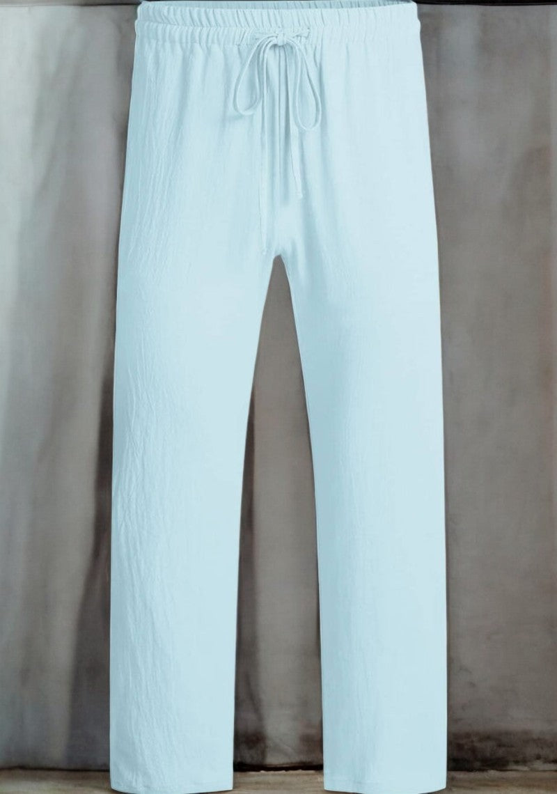 Sky Blue Linen Loose Fit Men Pant-49505