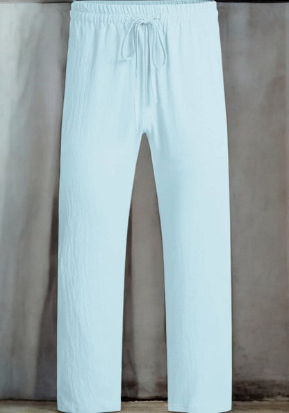 Sky Blue Linen Loose Fit Men Pant-49505