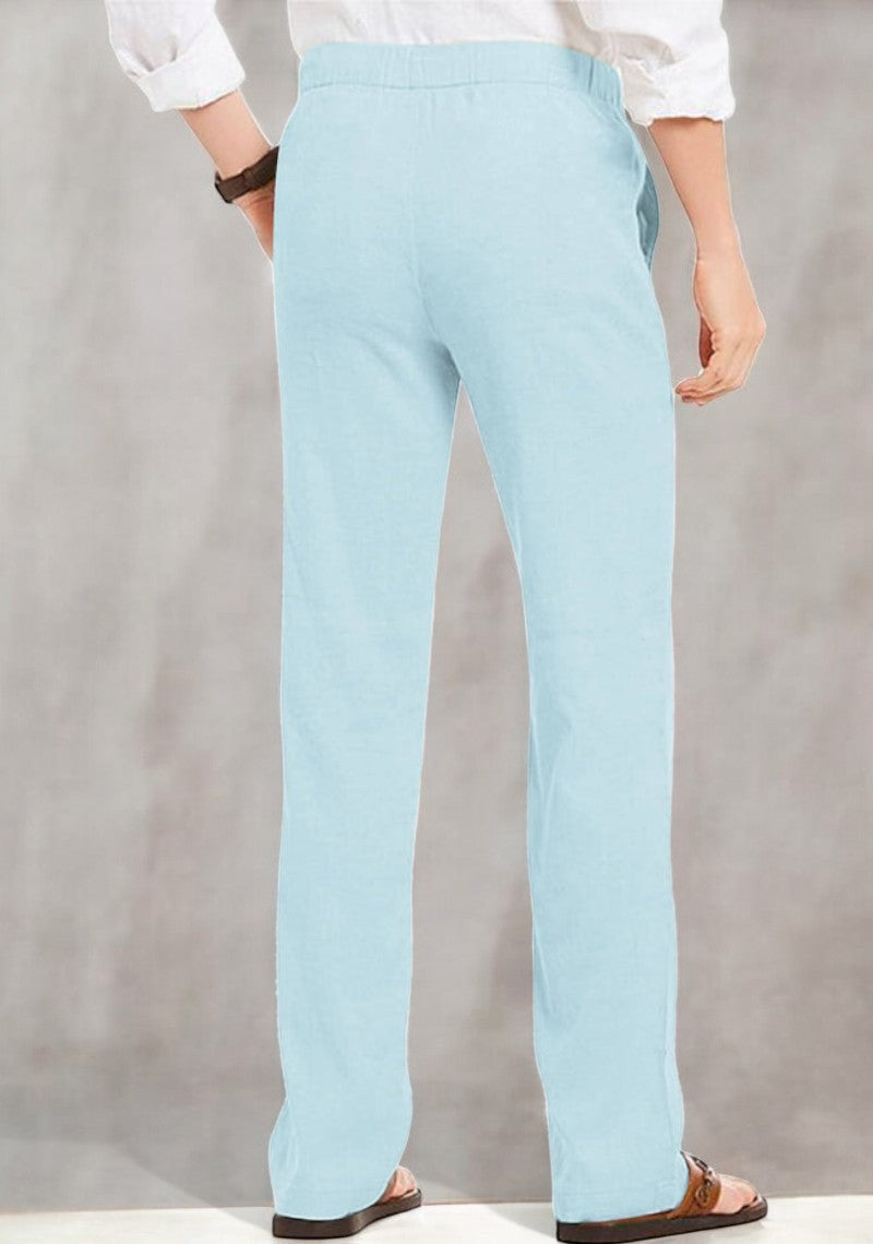 Combo of 2 Linen Loose Fit Men Pant Sky Blue and Green-49550