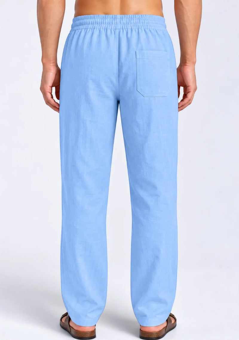 Sky Blue Linen Loose Fit Men Pant-51901