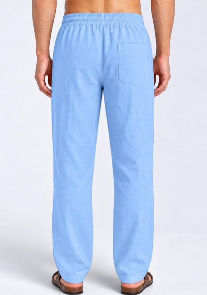 Sky Blue Linen Loose Fit Men Pant-51901
