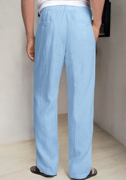 Sky Blue Linen Regular Fit Pant-49379