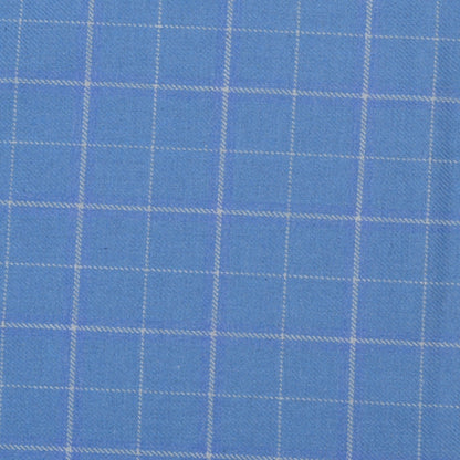Wool Blazer Fabric (2 Meter)-Sky Blue White Checks-90662