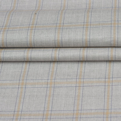Wool Blazer Fabric (2 Meter)-White Beige and Black Checks-90644