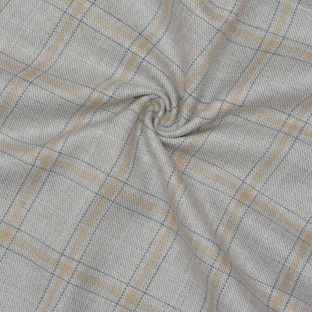 Wool Blazer Fabric (2 Meter)-White Beige and Black Checks-90644