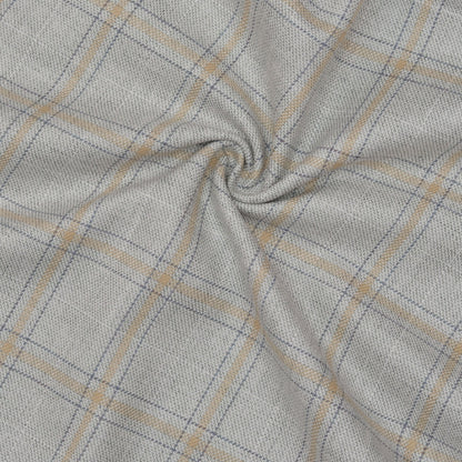 Wool Blazer Fabric (2 Meter)-White Beige and Black Checks-90644