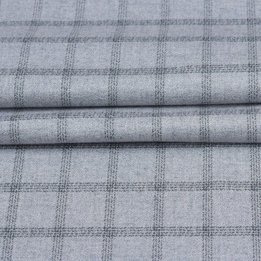 Wool Blazer Fabric (2 Meter)-White Black Checks-90650