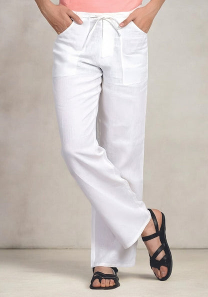 White Cotton Casual Men Pant 49084
