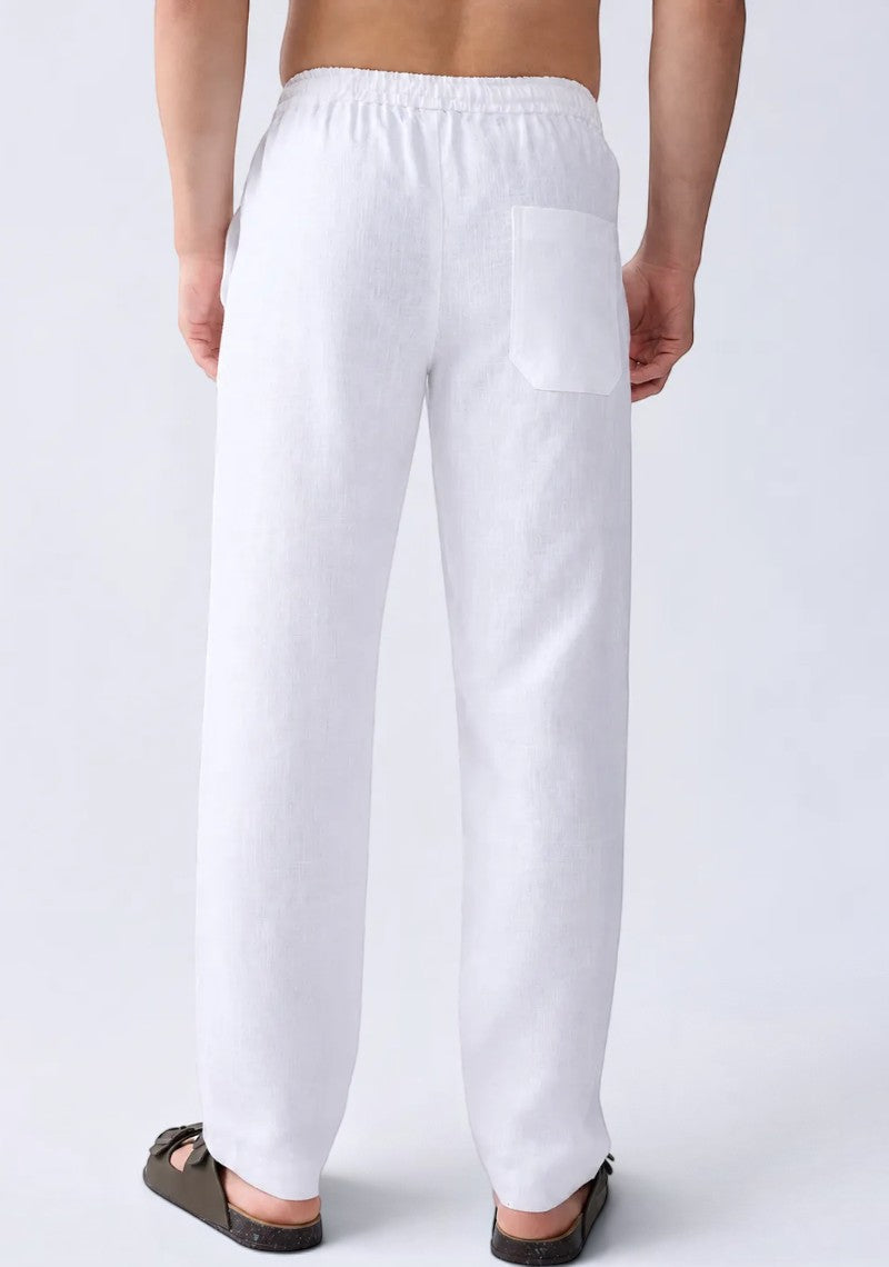 White Linen Loose Fit Men Pant-51890