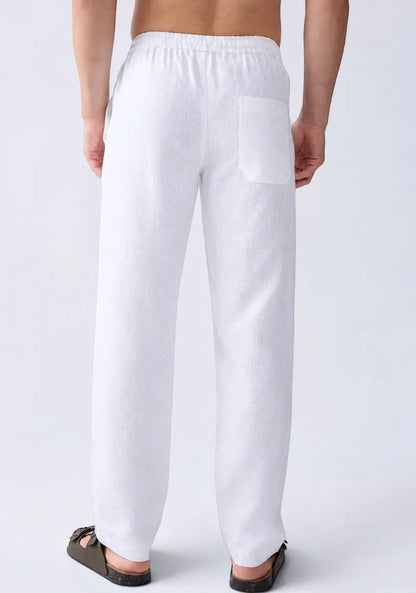 White Linen Loose Fit Men Pant-51890