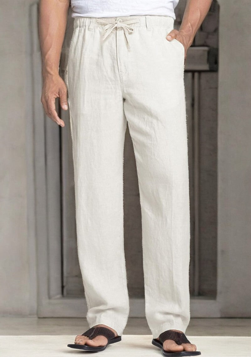 White Linen Regular Fit Pant-49375