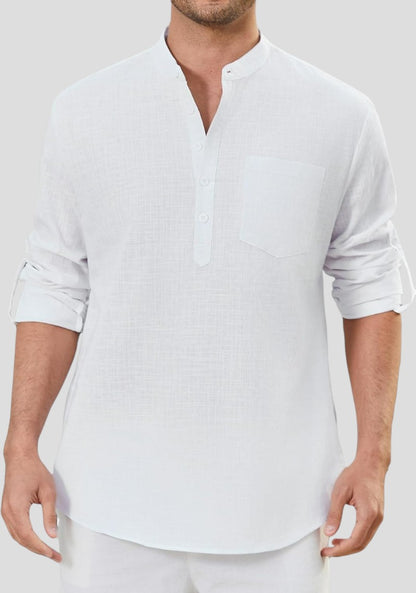 White Linen Solid Short Kurta-50835