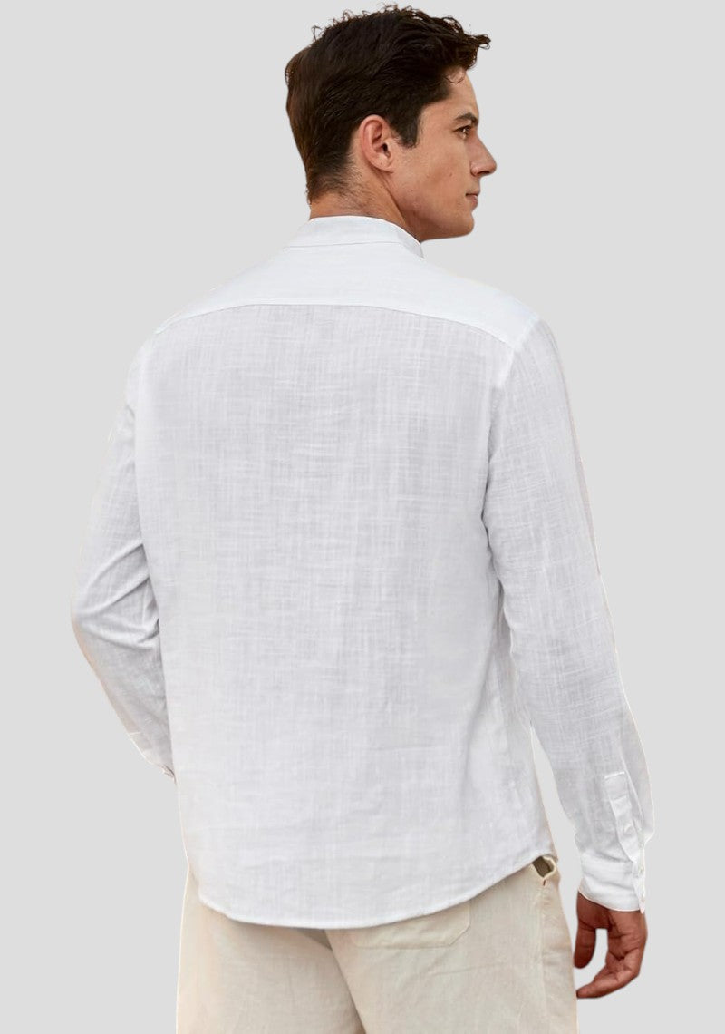 White Linen Solid Short Kurta-50835