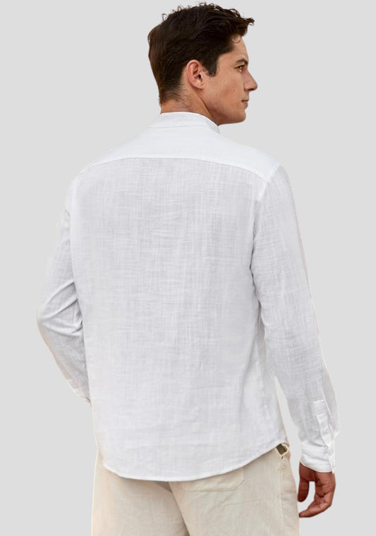 White Linen Solid Short Kurta-50835
