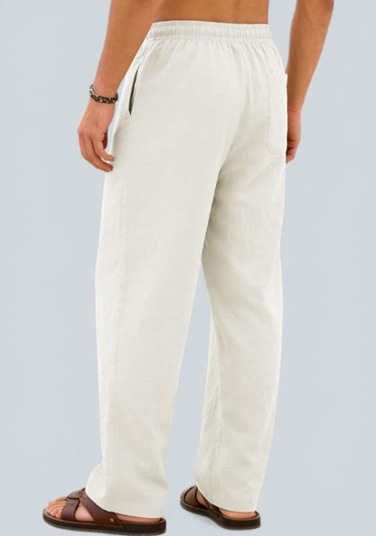 White Premium Linen Relaxed Fit Loose Fit Men Pant-50877