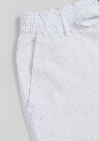 White Premium Linen Relaxed Fit Loose Fit Men Trouser-50470