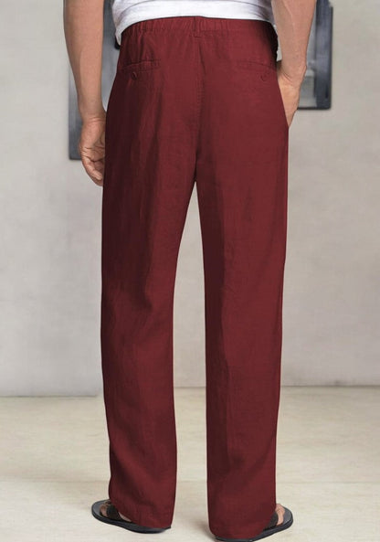 Wine Linen Regular Fit Pant-49381